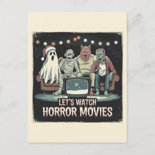 Kerst Retro Horrorfilms Vrienden Briefkaart