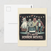 Kerst Retro Horrorfilms Vrienden Briefkaart (Voorkant / Achterkant)
