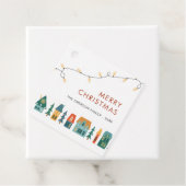 Kerst Retro Huizen Bedankjes Labels (In situ)