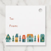 Kerst Retro Huizen Bedankjes Labels (Achterkant)