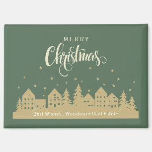 Kerst Retro huizen Onroerend goed gepersonalisee Magneet