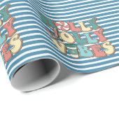 Kerst Retro Hulst Blij Gevoel Cadeaupapier (Rol Hoek)
