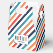 Kerst Retro Kleurrijke Strepen Merry & Bright Bedankdoosjes (Geopend)