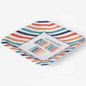 Kerst Retro Kleurrijke Strepen Merry & Bright Papieren Bordje (Gebogen)