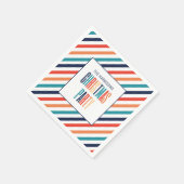 Kerst Retro Kleurrijke Strepen Merry & Bright Servet (Hoek)