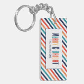 Kerst Retro Kleurrijke Strepen Merry & Bright Sleutelhanger (Voorkant Links)