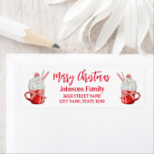 Kerst retro leuke mok rode script vakantie etiket (Insitu)