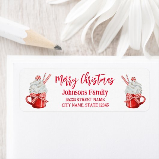 Kerst retro leuke mok rode script vakantie etiket (Insitu)