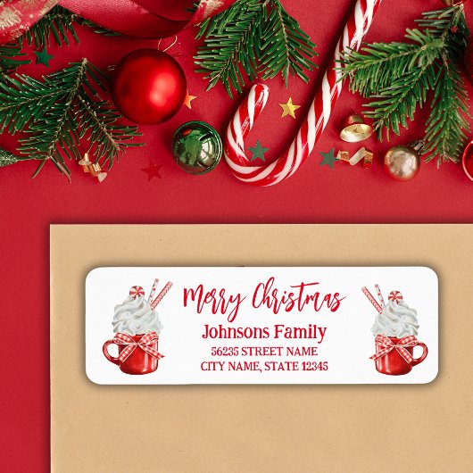 Kerst retro leuke mok rode script vakantie etiket