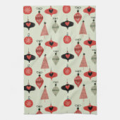 Kerst Retro Midden Jaren 60 Groen Theedoek (Verticaal)