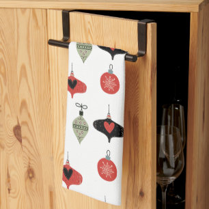 Kerst Retro Midden Jaren 60 Ornamenten Theedoek