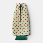 Kerst Retro Rood Groen Stippen Patroon Flesjeskoeler (Achterkant)