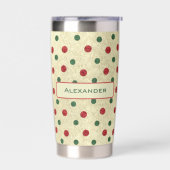 Kerst Retro Rood Groen Stippen Patroon Geïsoleerde Drinkbeker (Links)