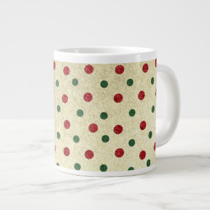 Kerst Retro Rood Groen Stippen Patroon Grote Koffiekop