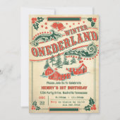 Kerst Retro  Rustiek Verjaardagsfeest Kaart (Voorkant)