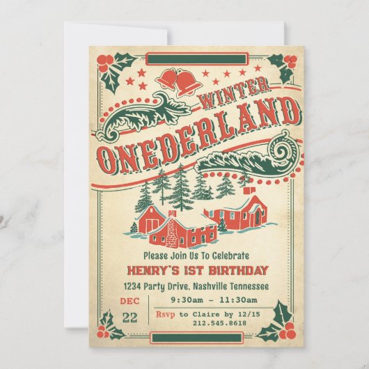 Kerst Retro  Rustiek Verjaardagsfeest Kaart