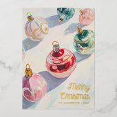 Kerst Retro Schilderen Pastel Custom Foto Folie Feestdagenkaart (Voorkant)