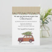 Kerst Retro Stationwagen Kaart (Staand voorkant)
