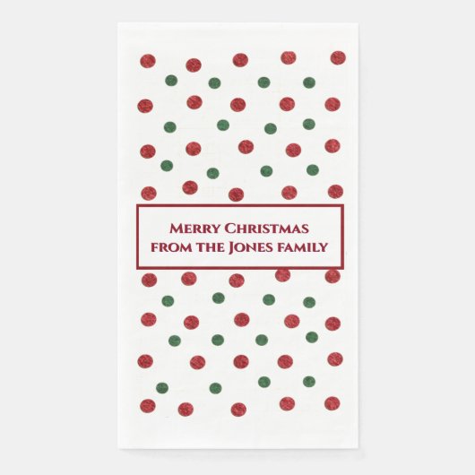 Kerst Retro Stippen Patroon Groen Rood Servet (Voorkant)