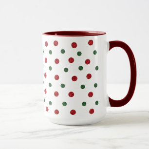 Kerst Retro Stippen Patroon Rood Groen Mok