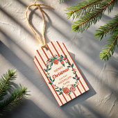 Kerst retro strepen grand millennial gewoonte cadeaulabel