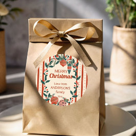 Kerst retro strepen grand millennial gewoonte ronde sticker