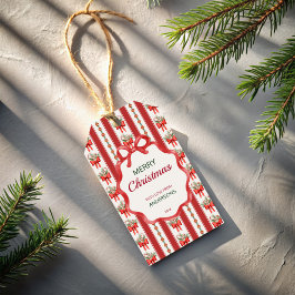 Kerst retro strepen grandmilenial gepersonaliseerd cadeaulabel