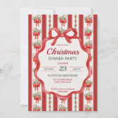 Kerst retro strepen grootmilenial diner partij kaart (Voorkant)