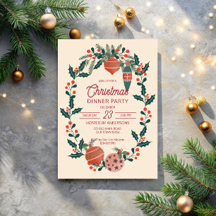 Kerst retro strepen grootmilenial diner partij kaart