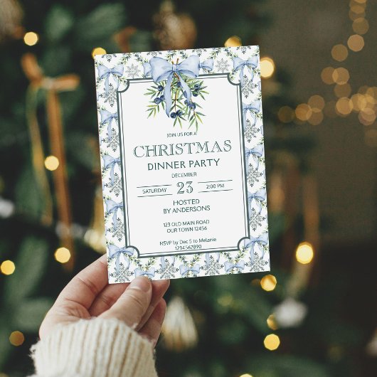 Kerst retro strepen grootmilenial diner partij kaart