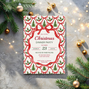 Kerst retro strepen grootmilenial diner partij kaart