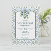 Kerst retro strepen grootmilenial diner partij kaart (Staand voorkant)