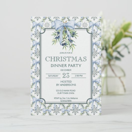 Kerst retro strepen grootmilenial diner partij kaart (Staand voorkant)