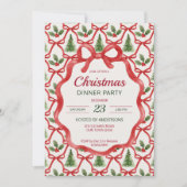 Kerst retro strepen grootmilenial diner partij kaart (Voorkant)