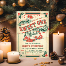 Kerst Retro  Sweet One Verjaardagsfeest