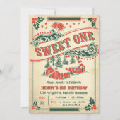 Kerst Retro  Sweet One Verjaardagsfeest Kaart (Voorkant)