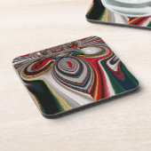 Kerst Retro  Textuur Abstracte Art Print Drankjes Onderzetter (Linkerzijde)