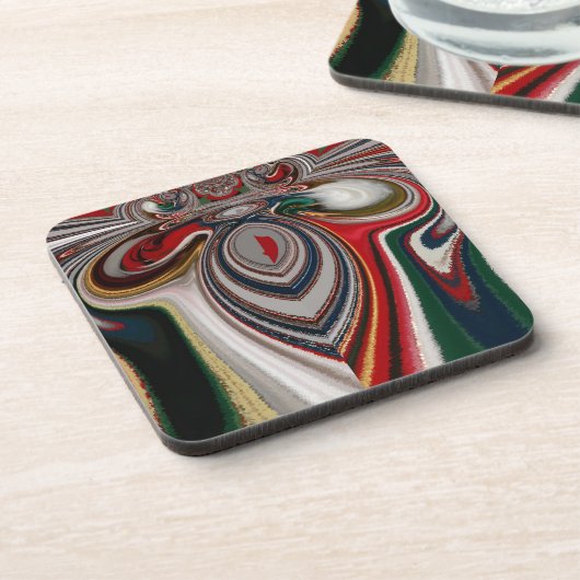 Kerst Retro  Textuur Abstracte Art Print Drankjes Onderzetter (Linkerzijde)