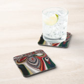 Kerst Retro  Textuur Abstracte Art Print Drankjes Onderzetter (Rechterzijde)