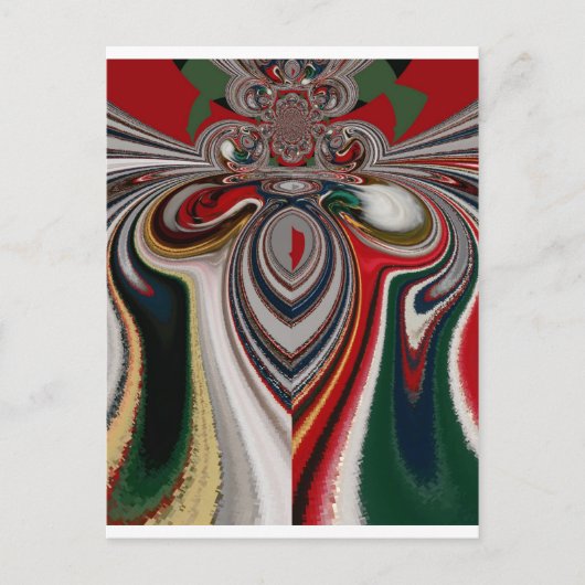 Kerst Retro  Textuur Abstracte Art Print Feestdagenkaart (Voorkant)