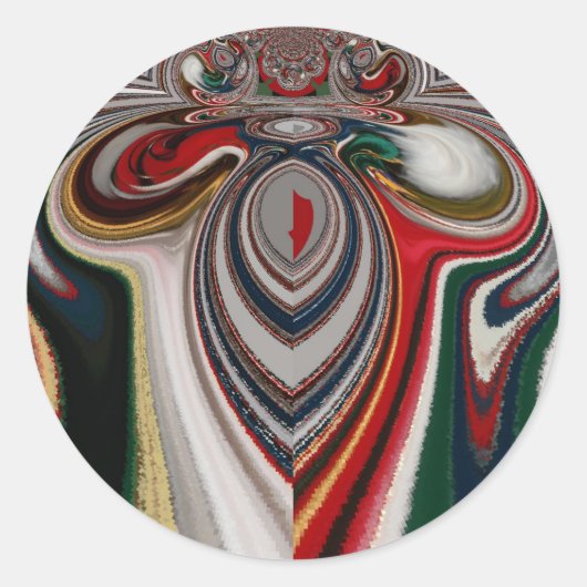 Kerst Retro Textuur Abstracte Art Print Ronde Sticker (Voorkant)