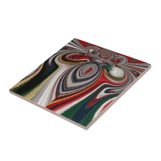 Kerst Retro  Textuur Abstracte Art Print Tegeltje (Zijkant)