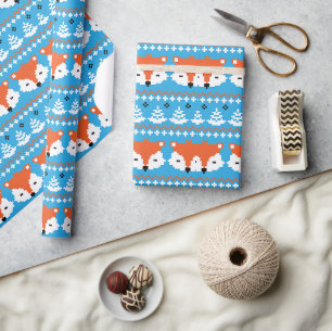 Kerst Retro Vrolijke Patroon Vakantie Cadeau Cadeaupapier
