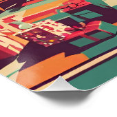 Kerst Retro woonkamer met kerstboom Perfect Poster (Hoek)