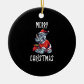 Kerst  Rhino Retro Keramisch Ornament (Voorkant)