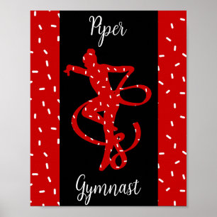 Kerst Ritmische Gymnastiek Rode Candysprinkels Poster