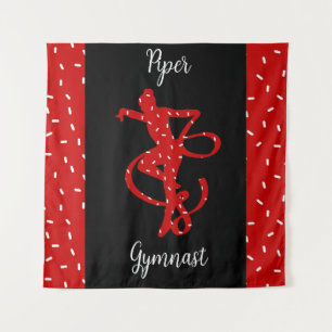 Kerst Ritmische Gymnastiek Rode Candysprinkels Wandkleed
