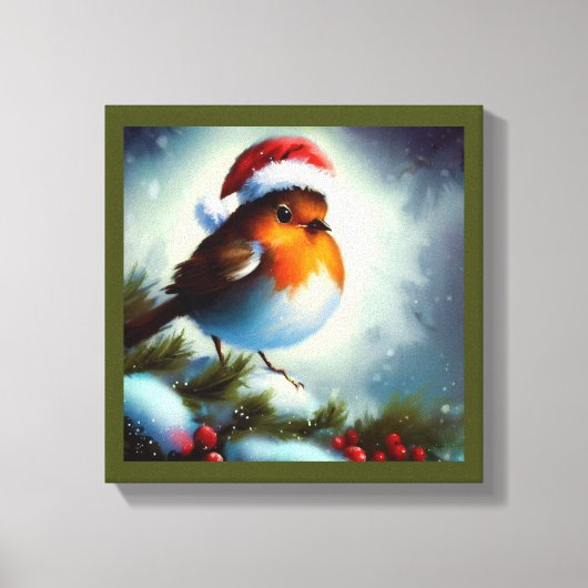 Kerst Robin 3 Canvas Afdruk (Voorkant)