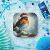 Kerst Robin 3 Papieren Bordje (Feest)