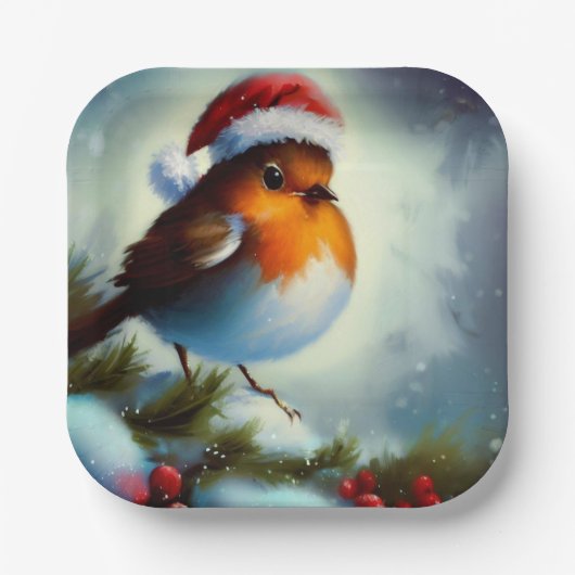 Kerst Robin 3 Papieren Bordje (Voorkant)